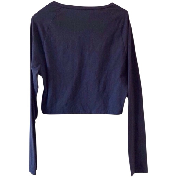 Sporty Varsity Crop Top | navy Long Sleeve | Size L New football tailgate y2k - Picture 7 of 7